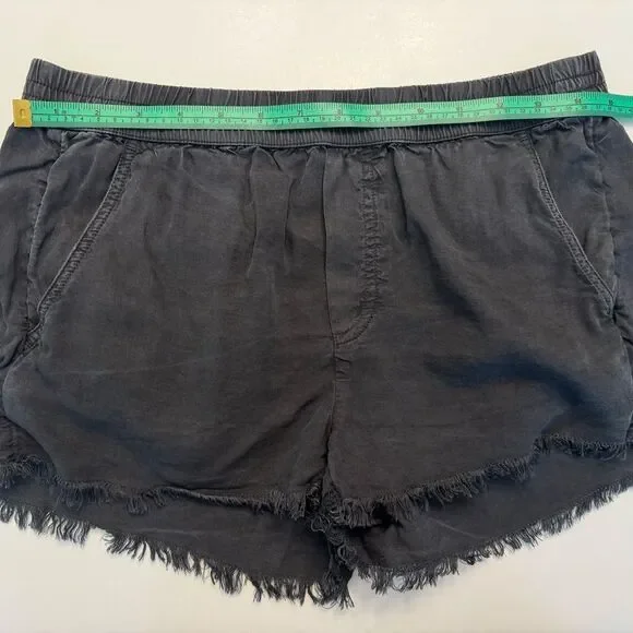 Aerie AE Pull On Shorts Lyocell Raw Frayed Hem Grey Black Small Summer Casual - Picture 5 of 8